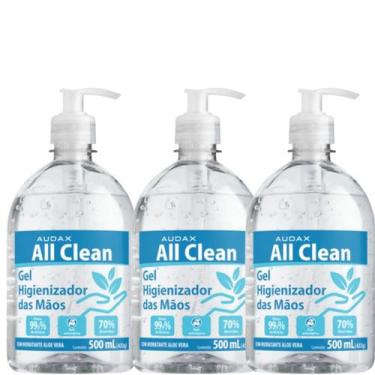 Imagem de Kit 3 Álcool em Gel Higienizante  70º All Clean 500ml Audax, Kit 3