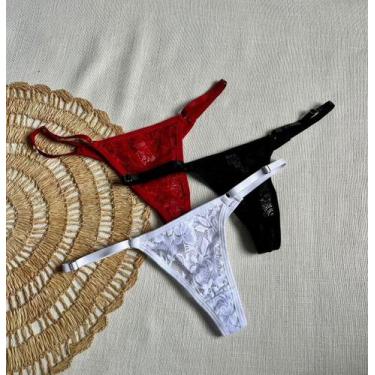 Imagem de Kit 3 Tanga Renda Com Alças reguláveis Feminina Sensual Lingerie - Gat