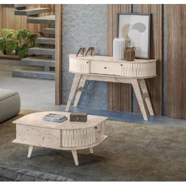 Imagem de Mesa de Centro Indianápolis e Aparador Estoril Calacata Off White Made