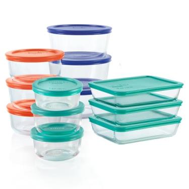 Imagem de Pyrex Simply Store (pacote com 12) recipientes de vidro para armazenamento de alimentos, (1, 2 e 3 xícaras), recipientes de preparação de refeições com tampas sem BPA, podem ser lavados na lava-louças