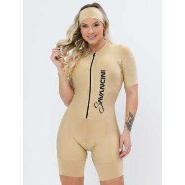 Imagem de Macaquinho De Ciclismo Feminino - Forro GEL - Bege Moving Savancini (7