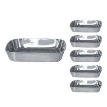 Imagem de Kit Com 6 Formas Assadeira Tabuleiro Para Frango 28cm Polido - OkaySho