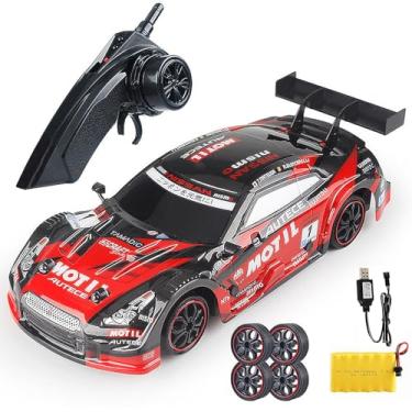 Imagem de Carro de Drift com Controle Remoto, Carro de Corrida RC 1/14, Carro RC de Drift de Alta Velocidade 2.4G, Acelerador Proporcional 30KM/H com Pneus de Drift Substituíveis Vermelho