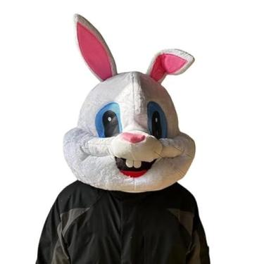 Imagem de To.beone Fantasia de coelho de pelúcia de coelhinho da Páscoa, máscara de animal, cabeça de mascote de Halloween (N° 2), Branco, G