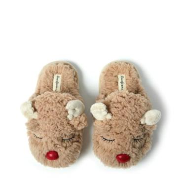 Imagem de Dearfoams Unissex-Criança Engraçado Ugly Christmas Sweater Holiday Scuff Slipper, Rena infantil, 2-3 Big Kid
