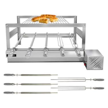 Imagem de Churrasqueira Giratória Grill Inox Gira Soft Grill 5 Espetos + Grelha 