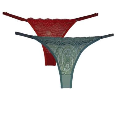 Imagem de Kit 2 Calcinhas Modelo Fio Dental Renda Suede Moda Íntima  126 - Luma 