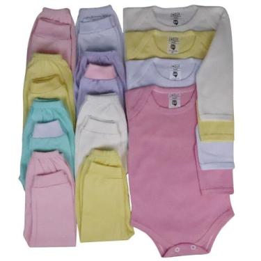 Imagem de Kit C/18pçs Roupa Bebê 100%algodão Body+mijão 100% algodão - Batutinha