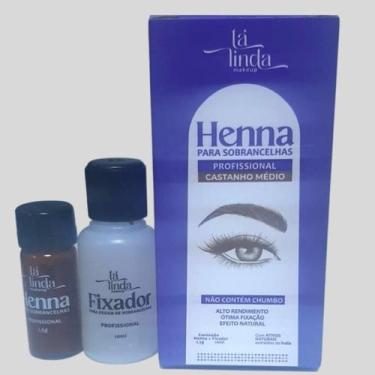 Imagem de Lá Linda - Henna Profissional Para Sobrancelhas 1,5g, Castanho Médio
