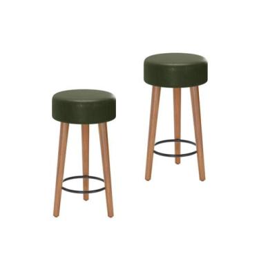 Imagem de Kit 2 Bancos Banqueta Paris material sintético Mesa Gourmet Pés Madeir