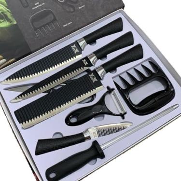 Imagem de Jogo Faca em Inox Profissional Kit Churrasco Anti Aderente Corte Fio de Navalha Conjunt...