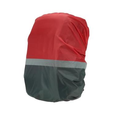 Imagem de PATIKIL Capa de chuva impermeável 45-55L, capa de mochila ultraleve antiderrapante com faixa refletiva para caminhadas, acampamento, viagem, ciclismo, G, cinza e vermelho