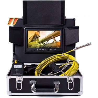 Imagem de Câmera de esgoto Câmera de esgoto com monitor de 9 polegadas 17MM 20/30/50/100M Câmera de vídeo de inspeção de tubos, cartão TF de 8GB DVR IP68 Dreno de esgoto Pipeline Endoscópio industrial