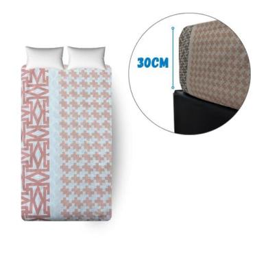 Imagem de Lençol Casal avulso com elástico para cama box 30cm - Genérica, Geomet