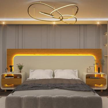 Imagem de Cabeceira Extensível com 2 Mesas de Cabeceira Innova Gelius