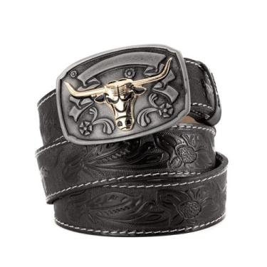Imagem de Cinto Country Masculino Feminino Couro Legítimo FivelaTexas Boi - Pamp