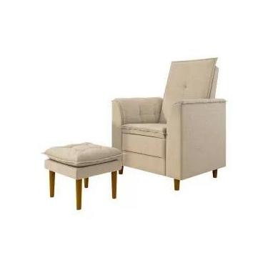 Imagem de Poltrona do Papai/Vovô/Mamãe Sala de Estar Kate Pés Palito Linho Bege 