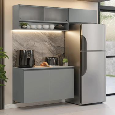 Imagem de Armário de Cozinha Compacta Suspenso 200cm Cinza Nice Madesa XA07