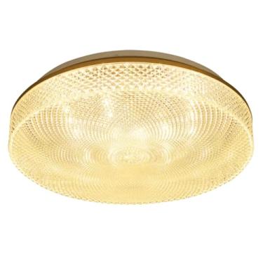 Imagem de Plafon LED Beau Redondo Cristal com Borda Dourada 30W Bivolt Luz Quente 3000K para Salas, Quartos, Cozinhas e outros Ambiente Externos