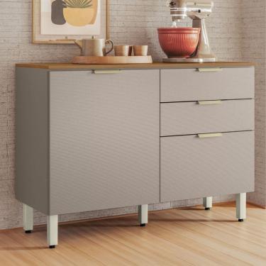 Imagem de Balcão Cozinha Alba 2 Portas 2 Gavetas Amêndola/Nude Prime Tx - Demóbile