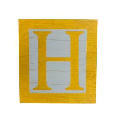 Imagem de Cubo Azul Letra Amarela com Aplique Festa Chá de Bebê Decoração 8x8x8 