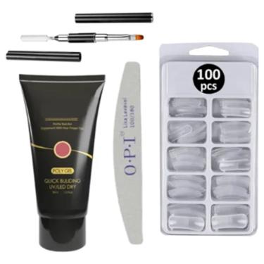 Imagem de Kit Unha Gel Polygel: Molde F1 + Lixa e Pincel