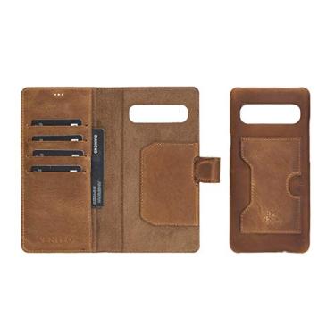Imagem de Venito Capa carteira de couro Florence para celular compatível com Samsung Galaxy S10 5G - extra segura com bloqueio RFID - carteira de telefone destacável - marrom antigo