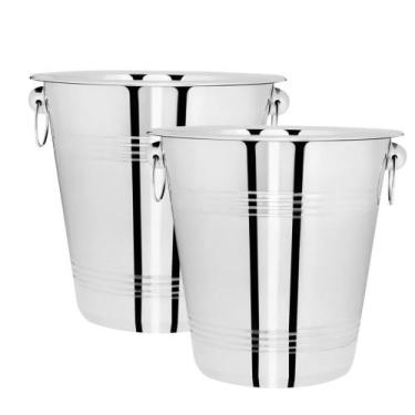 Imagem de Kit Dois Baldes Aço Inox Profissional 4,6 Litros Weck
