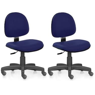 Imagem de Kit 2 Cadeiras de Escritório Home Office Estofada Ergonômica Executiva Sem Braço Courvin Azul Marinho Estrela Arcada Rodízio Semi Silicone Escritex