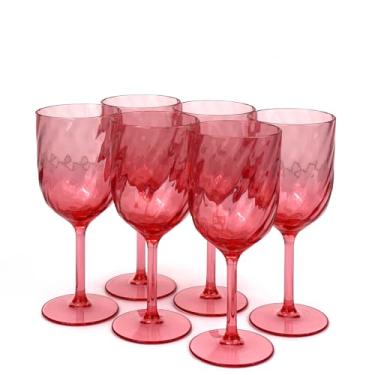Imagem de Yalin Conjunto de 6 copos empilháveis inquebráveis de plástico acrílico para vinho e água de 425 g (vermelho, 425 g)