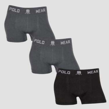 Imagem de Kit 3 Cuecas Infantil Polo Wear Sem Costura Lisa Poliéster, 2 chumbo, 