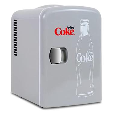 Imagem de Coca Cola Diet Coke Mini Geladeira para Quartos 4L Pequena 6 Latas Tampo de Mesa Silencioso Mini Geladeira para Cuidados com a Pele Escritório Alimentos Bebidas Crianças Casa Carro e Viagens 12V