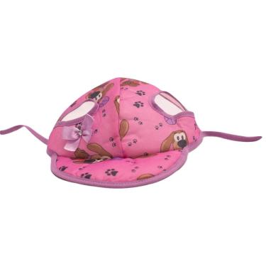 Imagem de Boné para Cachorro com viseira  rosa com lacinho lilás tam G