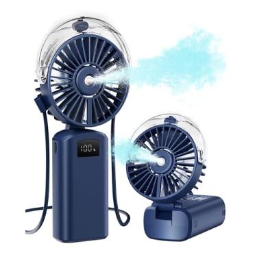 Imagem de Gaiatop Ventilador portátil de nebulização, portátil dobrável de 180°, recarregável por USB de 3 velocidades, névoa de água em spray com visor digital de LED, mini ventiladores manuais de resfriamento