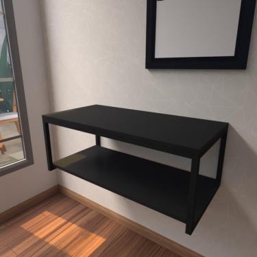 Imagem de Aparador Industrial Preto Moderno Cantinho Café Escritorio Simples Bancada Suspensa