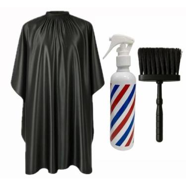 Imagem de Kit Capa Para Cortar Cabelo Com Borrifador Pole e Espanador - Barbersh