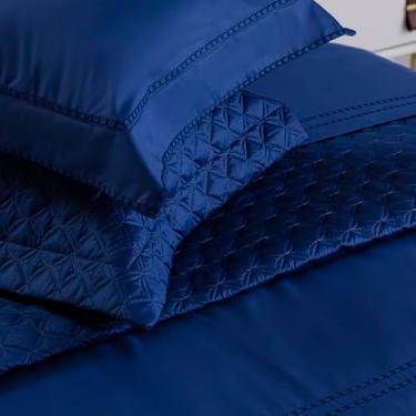 Imagem de FRONHA RAGGIO DI LUNA FIREFLY AZUL 100% ALGODÃO CETIM 400 FIOS 50X90