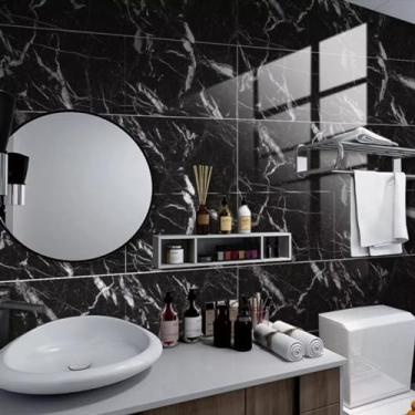 Imagem de Placas Adesiva Parede Piso Painel Mármore Preto Vinílico Premium Autocolante 3d Lavavel 30x60cm (20)