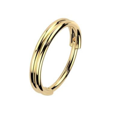 Imagem de Pierced Owl Anel clicker de segmento articulado com argola dupla de aço inoxidável 316L 20GA, 10mm, Metal, Sem Pedra Preciosa