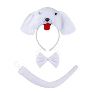 Imagem de YIJU Kit de laço de cauda de animal, cosplay de festa para fantasiar, baile de máscaras, carnaval, Branco