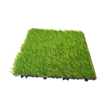 Imagem de Gralara Grama artificial, acessórios para ladrilhos de grama artificial, carpete de remendo de sintética 12" x 12" para, jardim, Luz Verde