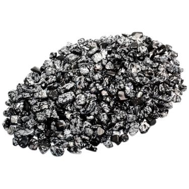 Imagem de Peças de quartzo de cristal natural triturado de pedras obsidiana de flocos de neve ZenQ de 450 g