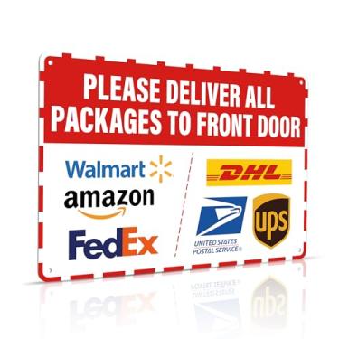 Imagem de Envie todos os pacotes para as instruções de entrega da placa da porta da frente para meus pacotes da Amazon FedEx USPS UPS placas internas e externas para escritório em casa