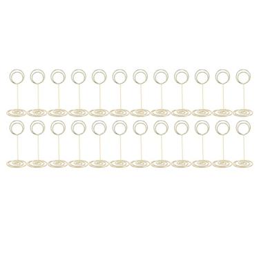 Imagem de Generic Titular do Cartão de Nome da Mesa, Aplicação Multifuncional de Aço Inoxidável Aplicativo de Aplicação Resistente Titular do Cartão 24pcs Big Base para Casa (Ouro)