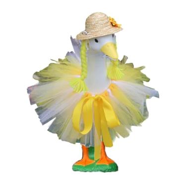 Imagem de Custarchic Roupas de ganso de varanda roupas de ganso de verão para quintal de 58 cm de plástico ou cimento no jardim - saia amarrada com fita e cordão com fio de cabelo