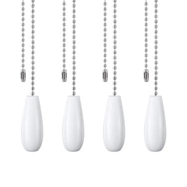 Imagem de GSHLLO 4 peças 33,4 cm vintage ventilador de teto puxar corrente de substituição de iluminação de madeira extensor de corrente bola frisada luminária decorativa pingente extensão corrente com conector