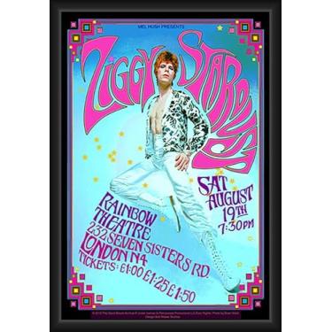 Imagem de BUY ART FOR LESS Pôster de arte emoldurado oficialmente licenciado por David Bowie - Ziggy Stardust - Bob Masse - 61 x 91 cm - Moldura de madeira resistente com vidro plexi - Pronto para pendurar