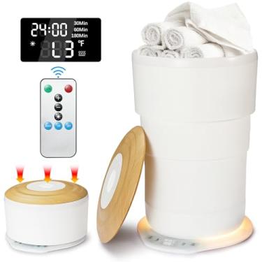 Imagem de Uoxfill Aquecedor de toalha dobrável atualizado para banheiro - Aquecedores de toalhas aquecidos de luxo de 23L balde com ajuste de tempo, desligamento automático, cabe até duas toalhas grandes de 101