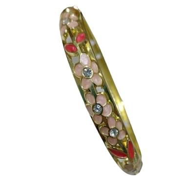 Imagem de Only My Live Home Pulseiras elegantes de flores esmaltadas pequenas e finas para pulsos pequenos para mulheres, pulseiras chinesas cloisonne articuladas joias, Inner Diameter 2.25 inch wide 0.31 inch