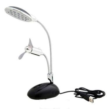Imagem de Luminária de Mesa LED com Ventilador USB, Haste Flexível, Iluminação p/Estudo, Leitura e Escritório